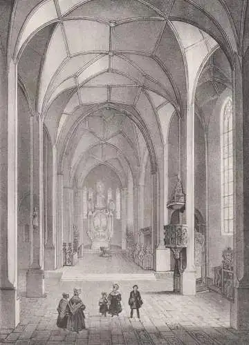 Lithografie: Innere Ansicht des Domes zu Merseburg, um 1836, Eduard Pietzsch