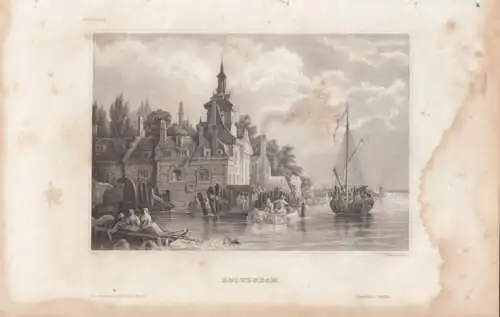 Rotterdam. aus Meyers Universum, Stahlstich. Kunstgrafik, 1850, gebraucht 264346