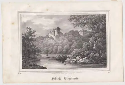 Lithografie: Schloss Bieberstein, 1836, Eduard Pietzsch & Comp, Saxonia, Grafik