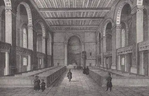 Lithografie: Das Innere der St. Johanniskirche in Zittau, 1836, Eduard Pietzsch