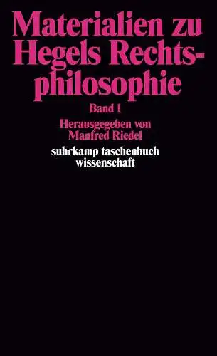 Buch: Materialien zu Hegels Rechtsphilosophie 1, Riedel, Manfred, 1975, Suhrkamp