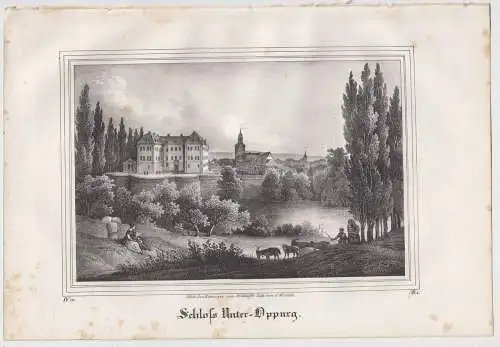 Lithografie: Schloss Unter-Oppurg, 1836, Eduard Pietzsch & Comp, Ansicht, Grafik