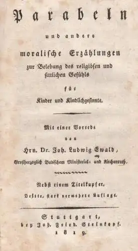 Buch: Parabeln und andere moralische Erzählungen. Lotter, Tobias Heinrich, 1819