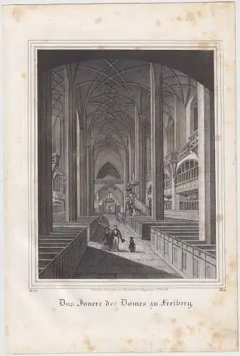 Lithografie: Das Innere des Domes zu Freiberg, um 1836, Eduard Pietzsch, Ansicht