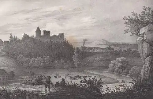 Lithografie: Elsterberg, 1836, Eduard Pietzsch & Comp, Saxonia, Grafik, Ansicht
