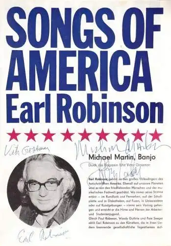 Plakat: Songs of America Earl Robinson. Waalke, Werner, 1973, signiert