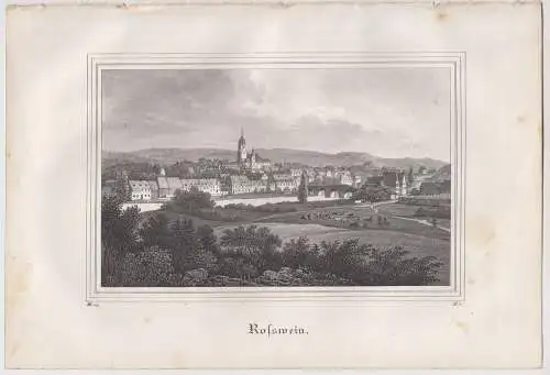 Lithografie: Rosswein, um 1836, Eduard Pietzsch & Comp, Ansicht, Saxonia, Grafik