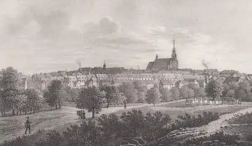 Lithografie: Lommatzsch, 1836, Eduard Pietzsch & Comp, Ansicht, Grafik, Saxonia