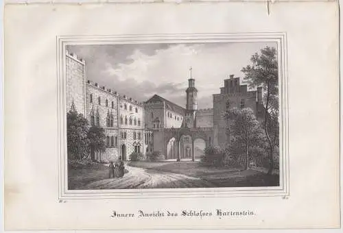 Lithografie: Innere Ansicht des Schlosses Hartenstein, um 1836, Eduard Pietzsch