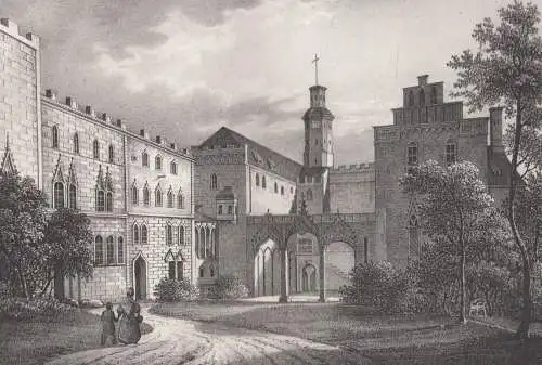 Lithografie: Innere Ansicht des Schlosses Hartenstein, um 1836, Eduard Pietzsch