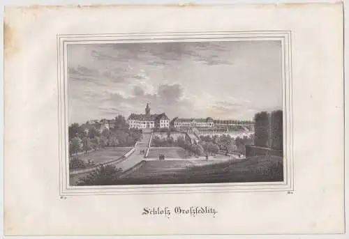 Lithografie: Schloss Grosssedlitz, um 1836, Eduard Pietzsch, Ansicht, Saxonia