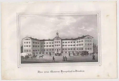 Lithografie: Das neue Materni-Hospital in Dresden, um 1836, Eduard Pietzsch