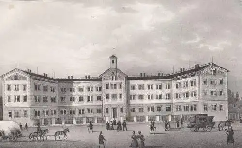 Lithografie: Das neue Materni-Hospital in Dresden, um 1836, Eduard Pietzsch