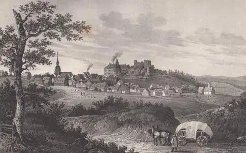 Lithografie: Frauenstein, 1836, Eduard Pietzsch & Comp, Grafik, Ansicht, Saxonia