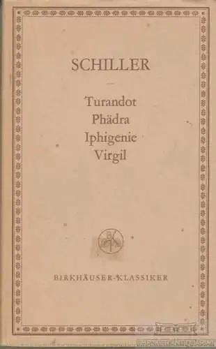 Buch: Schiller, Schiller, Friedrich. Birkhäuser Klassiker, 1966, gebraucht, gut