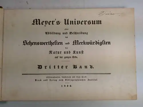 Buch: Meyer's Universum 3. Band, 1836, Bibliographisches Institut, gebraucht gut