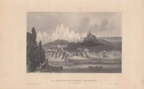 Die Herrenhuter-Colonie Lichtenfels in Grönland. aus Meyers... Stahlstich 264351
