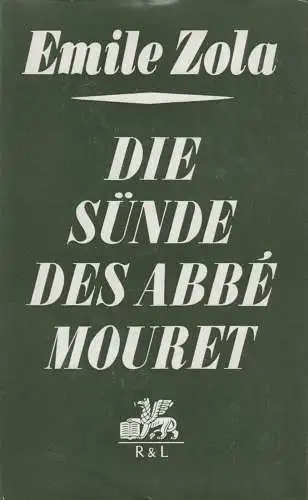 Buch: Die Sünde des Abbe Mouret. Zola, Emile, 1973, Verlag Rütten & Loening