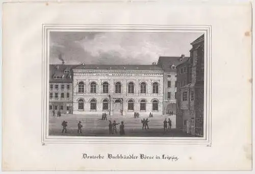 Lithografie: Deutsche Buchhändler Börse in Leipzig, um 1836, Eduard Pietzsch