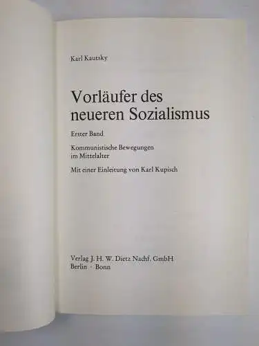 Buch: Vorläufer des neueren Sozialismus I-IV, Dietz, 4 Bände, gebraucht, gut