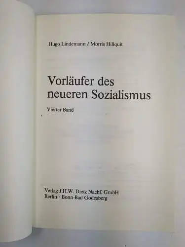 Buch: Vorläufer des neueren Sozialismus I-IV, Dietz, 4 Bände, gebraucht, gut