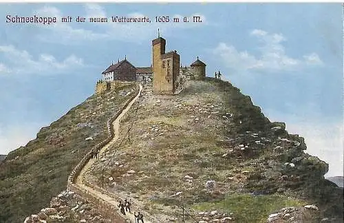 AK Schneekoppe mit der neuen Wetterwarte. ca. 1914,  gebraucht, gut
