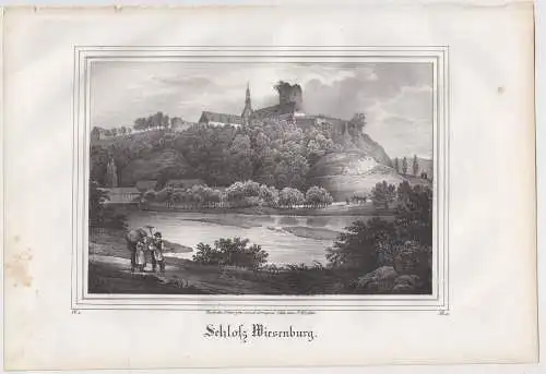 Lithografie: Schloss Wiesenburg, 1836, Eduard Pietzsch & Comp, Grafik, Saxonia