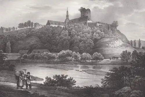 Lithografie: Schloss Wiesenburg, 1836, Eduard Pietzsch & Comp, Grafik, Saxonia