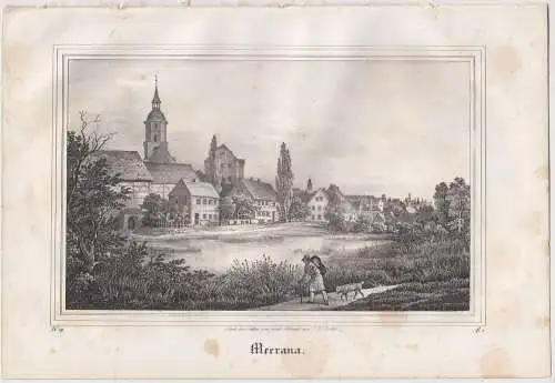 Lithografie: Meerana, 1836, Eduard Pietzsch, Saxonia, Meerane, Grafik, Ansicht