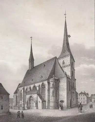 Lithografie: Die Katharinenkirche in Zwickau, um 1836, Eduard Pietzsch, Saxonia