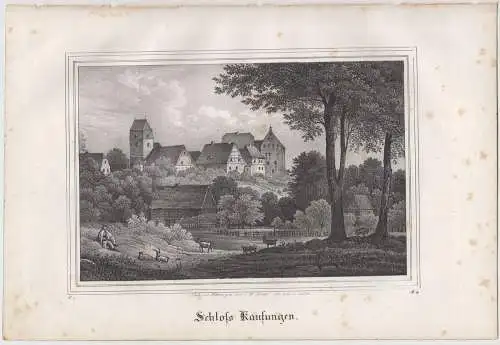 Lithografie: Schloss Kaufungen, 1836, Eduard Pietzsch & Comp, Saxonia, Ansicht