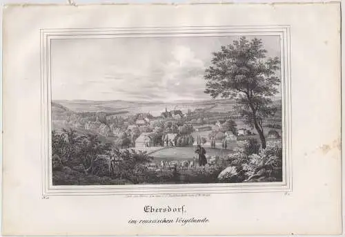 Lithografie: Ebersdorf, um 1836, Eduard Pietzsch, Saxonia, Grafik, Vogtland