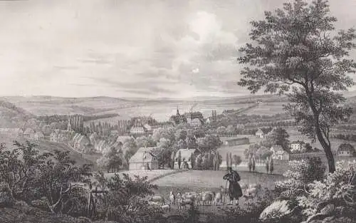 Lithografie: Ebersdorf, um 1836, Eduard Pietzsch, Saxonia, Grafik, Vogtland