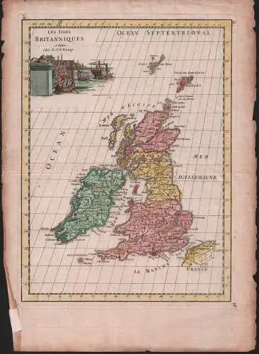 Kupferstich: Les Isles Britanniques, Le Rouge, George Louis. Kunstgrafik, 1744