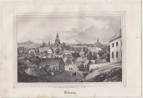 Lithografie: Oederan, um 1836, Eduard Pietzsch & Comp, Grafik, Saxonia, Ansicht