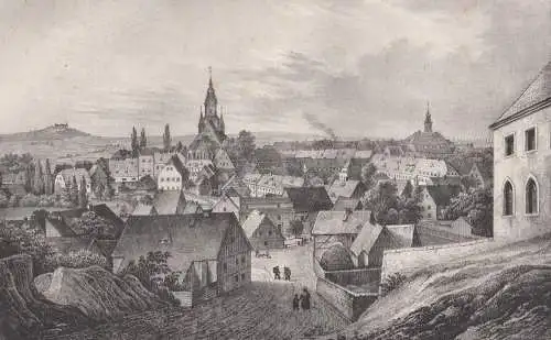 Lithografie: Oederan, um 1836, Eduard Pietzsch & Comp, Grafik, Saxonia, Ansicht