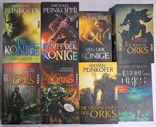 8 Bücher Michael Peinkofer: Die Könige 1-3, Die Orks 1-4 + 6, Piper, Fantasy
