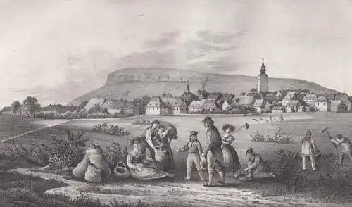 Lithografie: Scheibenberg, um 1836, Eduard Pietzsch, Saxonia, Ansicht, Grafik