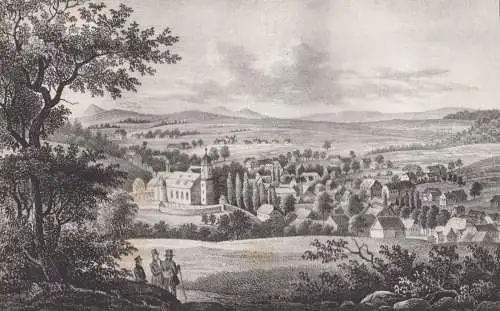 Lithografie: Ebersbach bei Loebau, um 1836, Eduard Pietzsch, Grafik, Saxonia