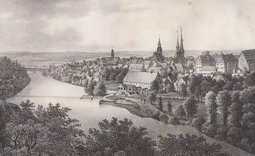 Lithografie: Zwickau, um 1836, Eduard Pietzsch & Comp, Saxonia, Ansicht, Grafik