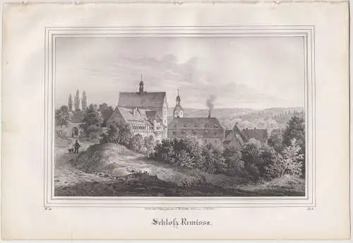 Lithografie: Schloss Remissa, um 1836, Eduard Pietzsch, Saxonia, Ansicht, Grafik