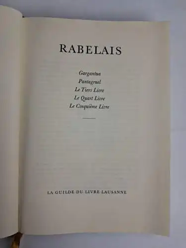 Buch: Oeuvres, Rabelais, La Guilde du Livre Lausanne, Leder, gebraucht, sehr gut
