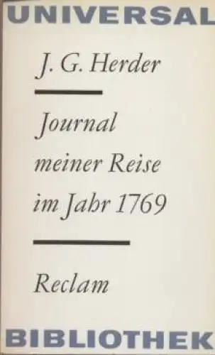 Buch: Journal meiner Reise im Jahr 1769, Herder, Johann Gottfried. 1972