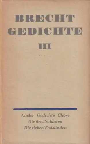 Buch: Gedichte. Band III, Brecht, Bertolt. Gedichte, 1961, Aufbau Verlag