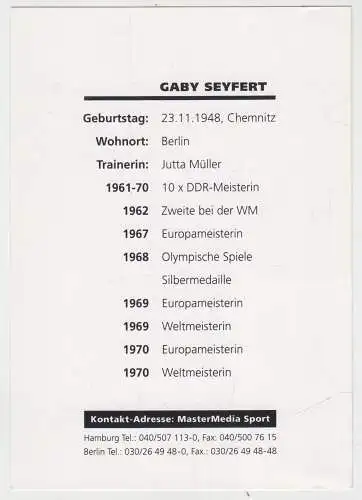 Autogrammkarte: Gaby Seyfert, signiert!, Original Autogramm, Eiskunstlauf