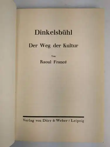 Buch: Dinkelsbühl, Der Weg der Kulturen, Raoul France, 1928, Dürr & Weber