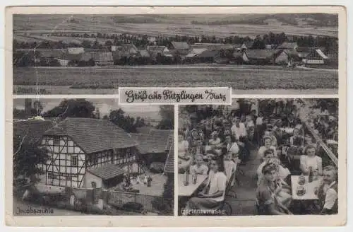 AK Gruß aus Pützlingen a. Harz, Jacobsmühle, Gartenterasse, Erich Patze, Karte