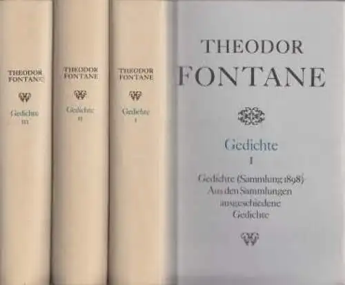 Buch: Gedichte, Fontane, Theodor. 3 Bände, 1989, Aufbau Verlag, gebraucht, gut