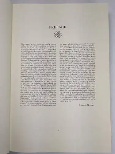 Buch: The first Folio of Shakespeare, Charlton Hinman, 1968, Norton Facsimile