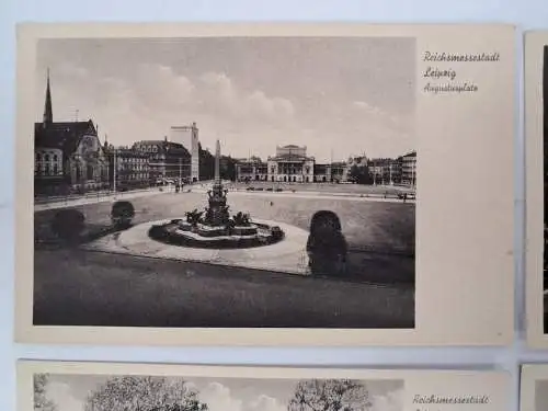 AK Lot 7 Postkarten Reichsmessestadt Leipzig, Gewandhaus, Altes Theater, Markt..